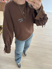Bow cotton sweater Azzurro - dark brown