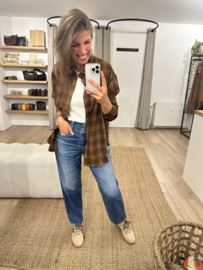 Check blouse Azzurro - brown