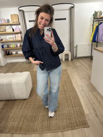 Denim puff blouse Azzurro - dark blue
