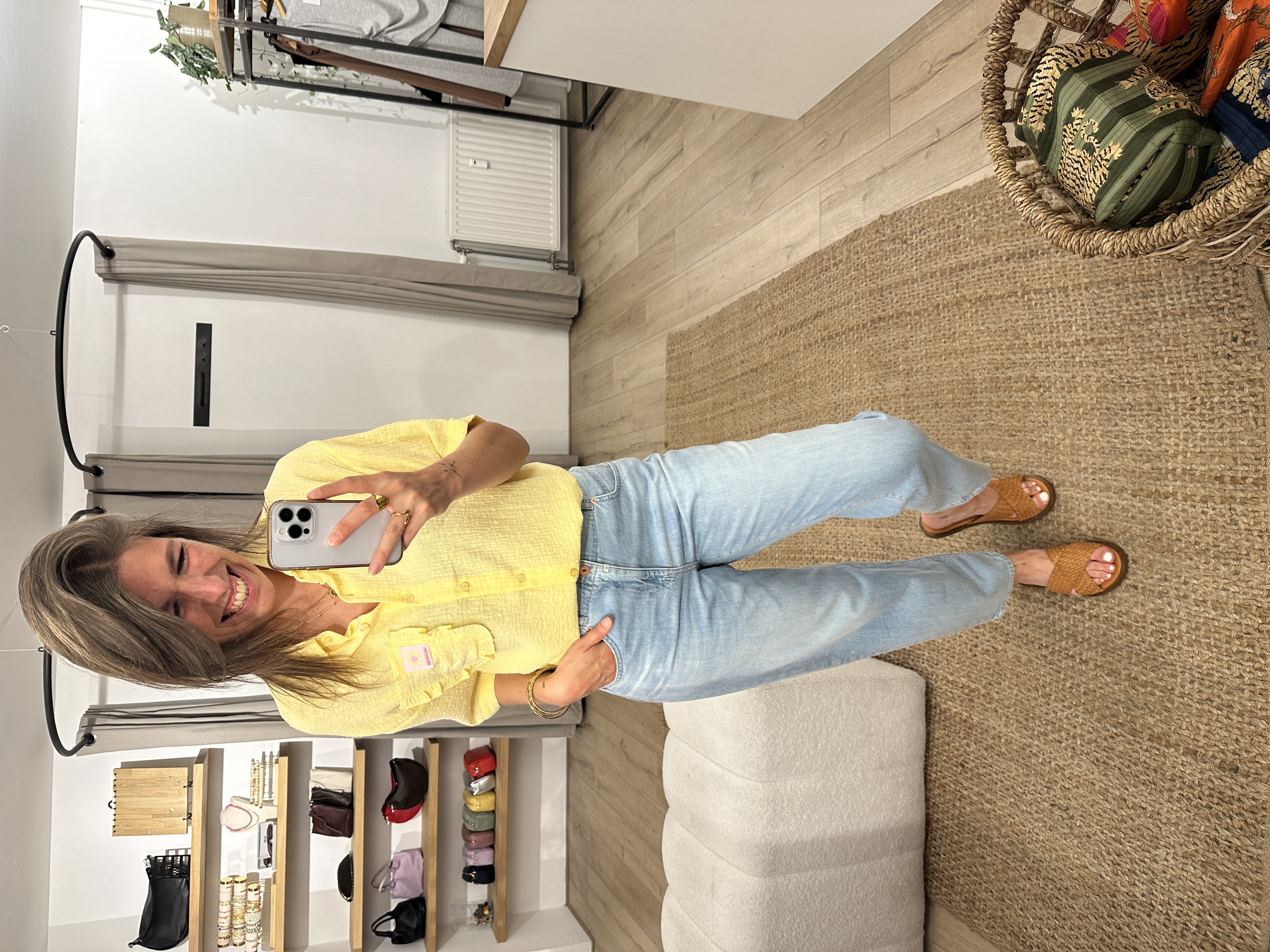 Dot shortsleeve blouse Azzurro - yellow