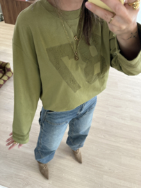87-lace longsleeve Azzurro - green