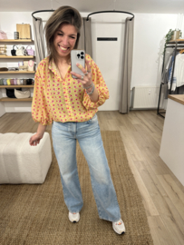 Summer wide blouse Azzurro - lime