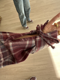 Check bow blouse - bordeaux