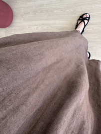 Linen smog long dress - dark brown