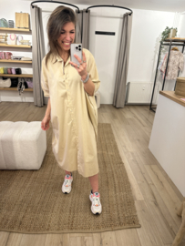 Cotton blouse dress Azzurro - beige