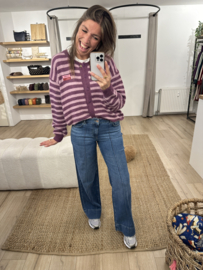 Stripe alpaca cardigan Azzurro - purple