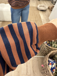 Stripe sweater pull Azzurro - camel/dark blue