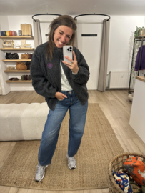 Teddy jacket Azzurro - antraciet
