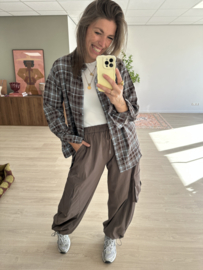 Strass check blouse Azzurro - blue light/brown