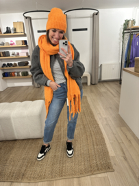 Knitted scarf Azzurro - orange