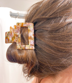 Hair clip - square brown