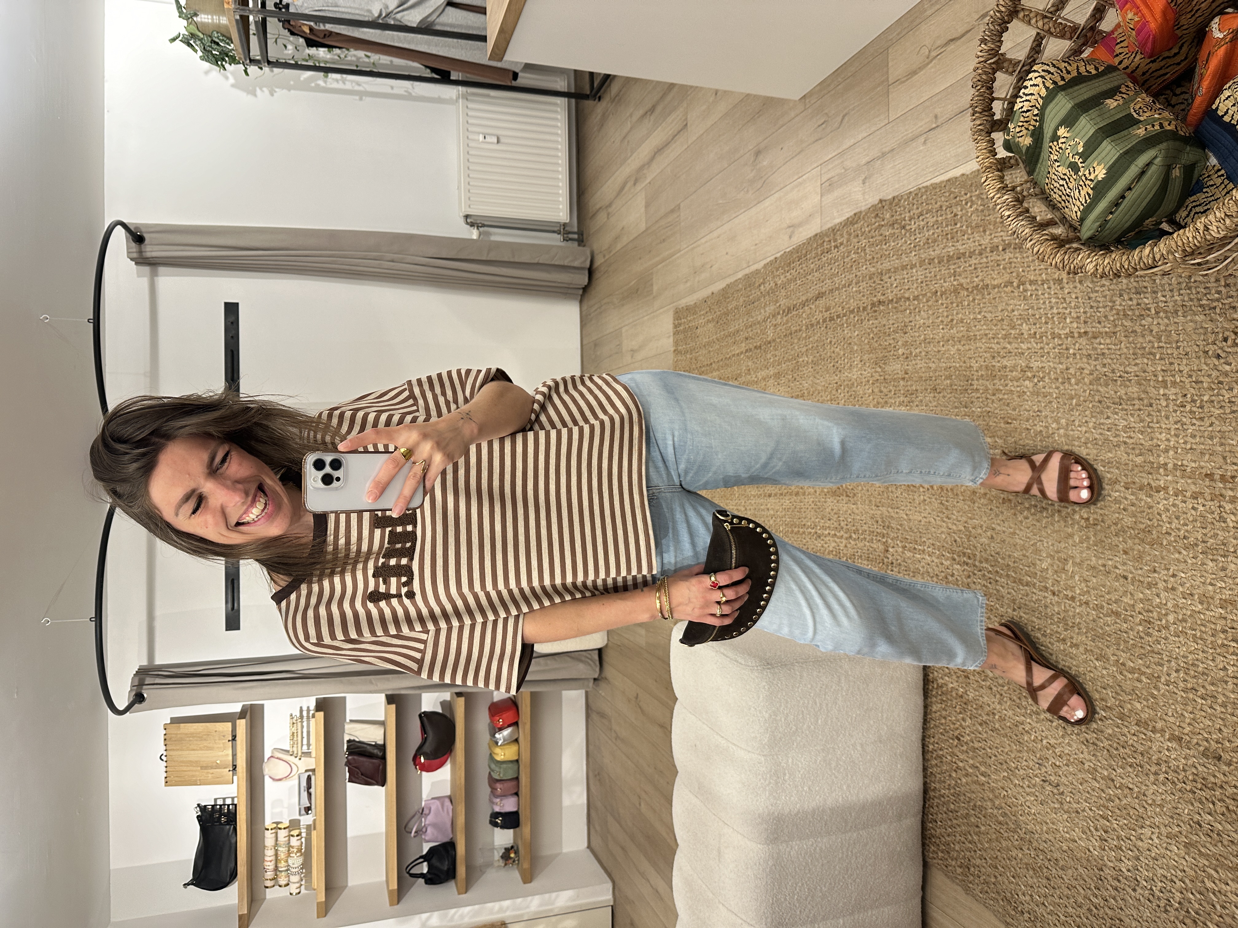 Stripe salut shortsleeve - brown/beige