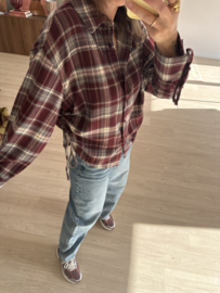 Check bow blouse - bordeaux