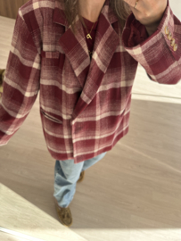 Check oversized blazer Azzurro - bordeaux