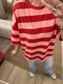 Stripe box tee Azzurro - red/pink