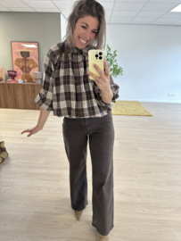 Check elastic blouse Azzurro - brown