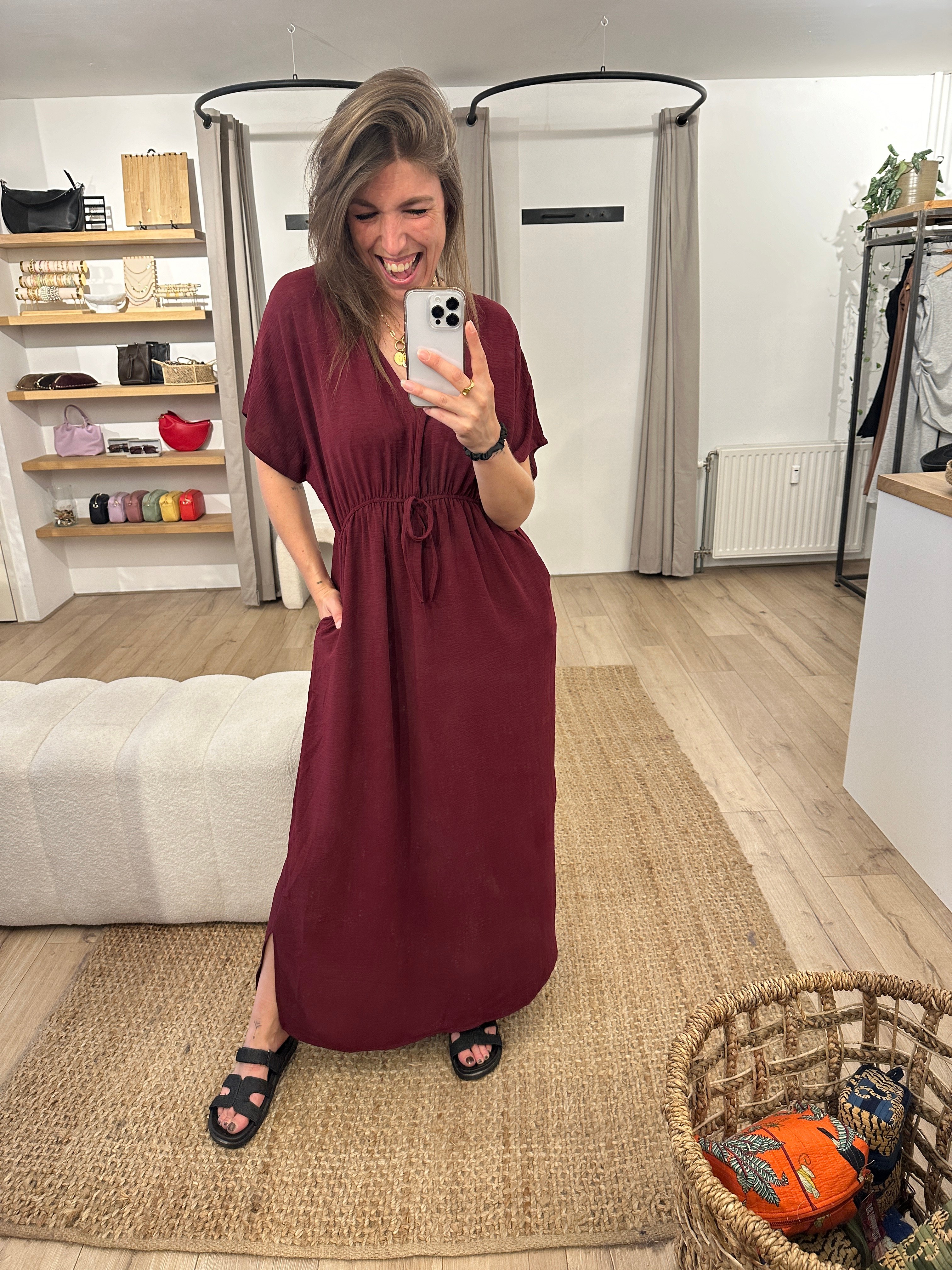 Basic maxi dress Azzurro - bordeaux