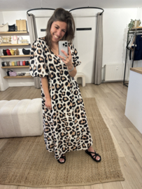 Puff summer long dress Azzurro - brown
