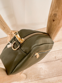 Leather classic crossbody bag - army green
