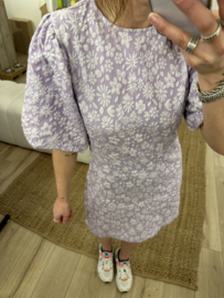 Print puff dress Azzurro - lila