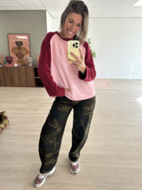 Baseball sweater pull - bordeaux/pink light