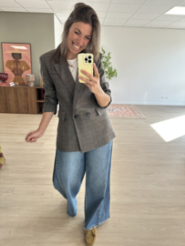 Check double breasted blazer - brown