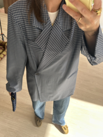 Check split blazer - dark blue