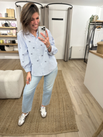 Bow stripe blouse - blue