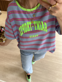 Saint tropez stripe jog tee - lila/blue