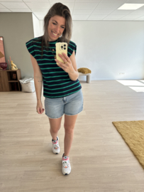 Stripe shoulder top Azzurro - dark blue/green