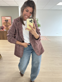 Check wool blazer - bordeaux