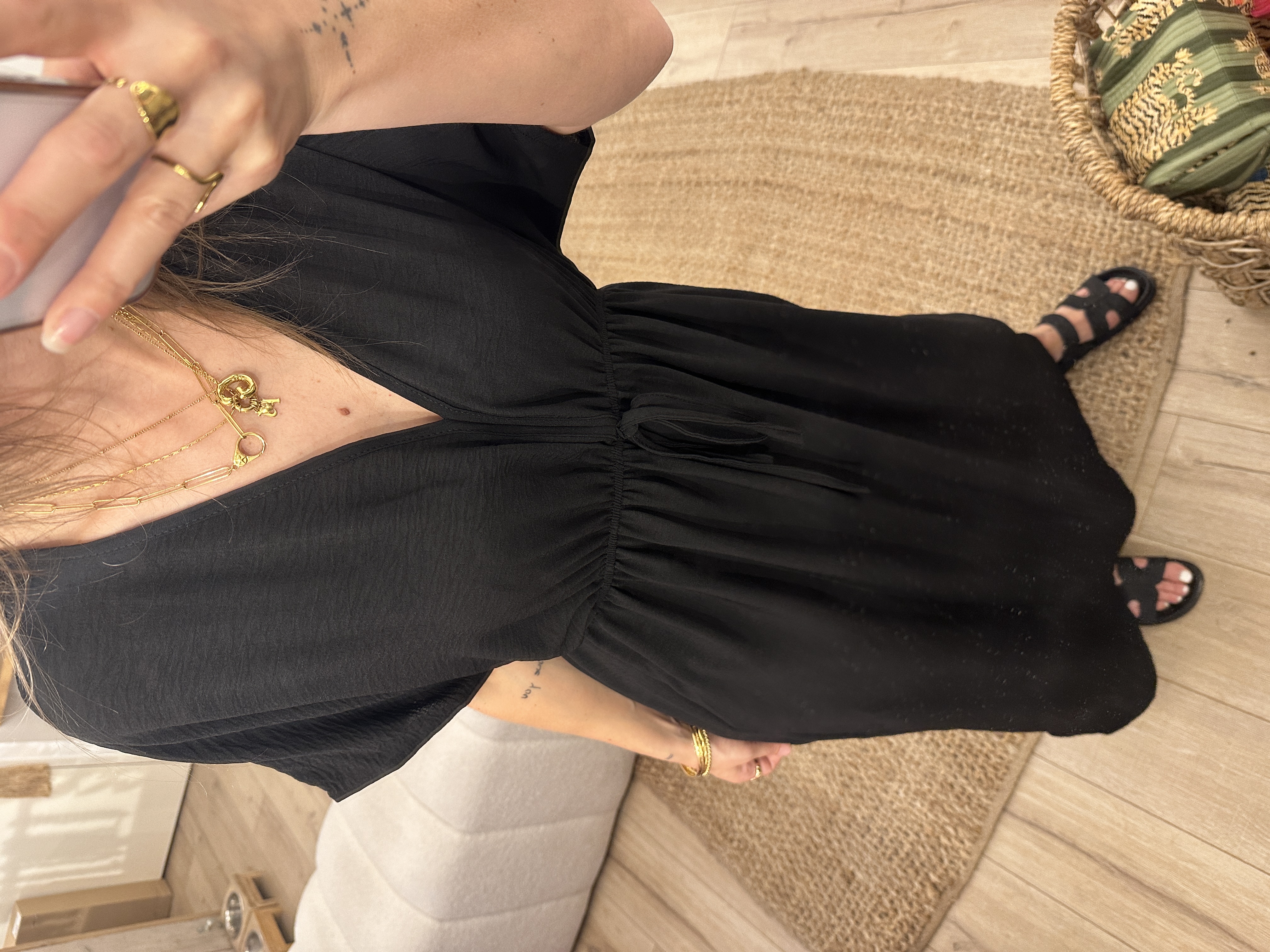 Basic maxi dress Azzurro - black