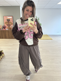 Sportive text jog sweater Azzurro - brown