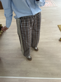 Check parachut pants - beige/blue light
