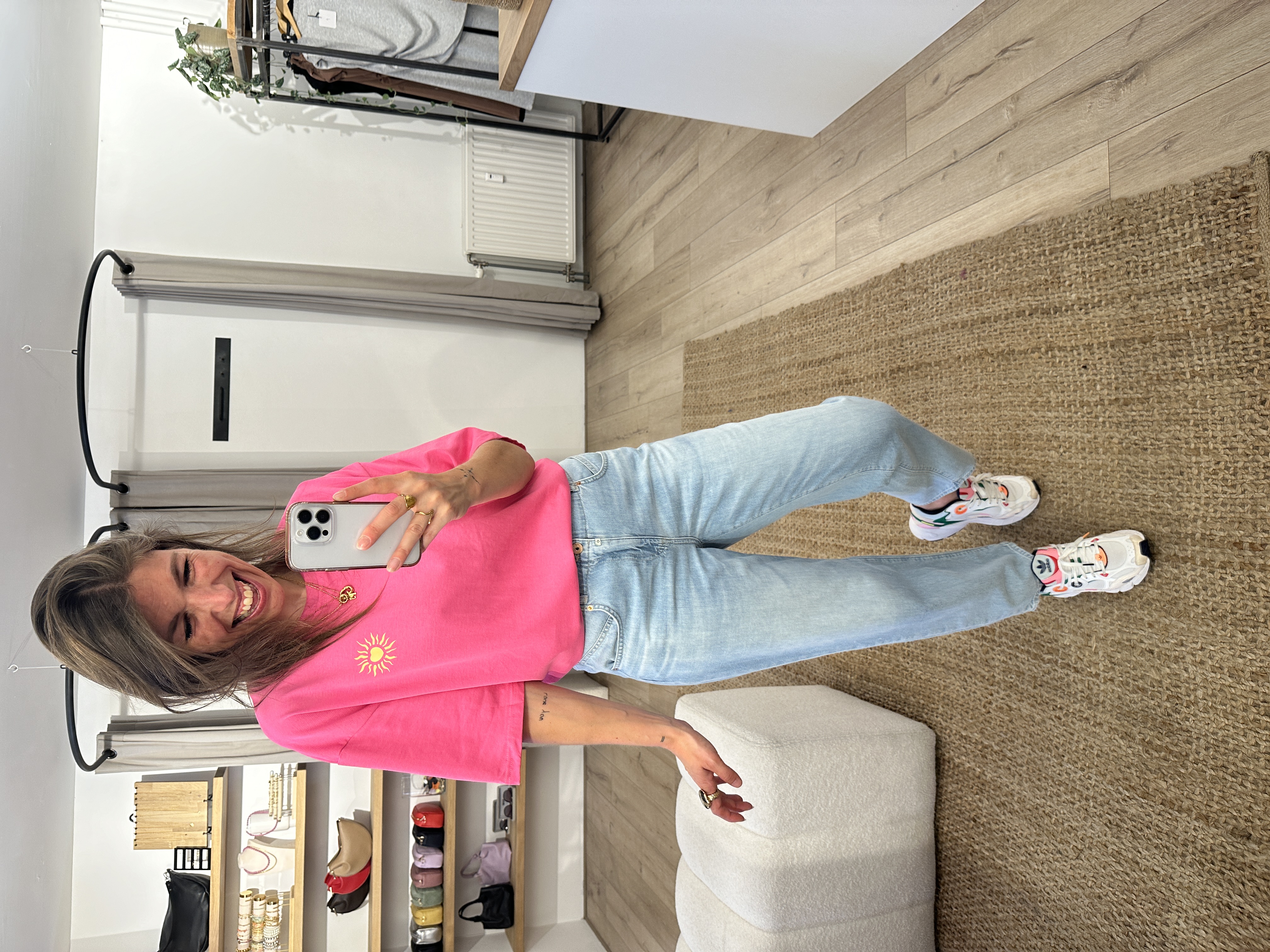 Sun back tee Azzurro - pink