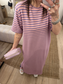 Stripe split dress - lila/pink
