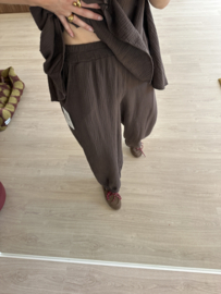 Cotton waffle set - dark brown