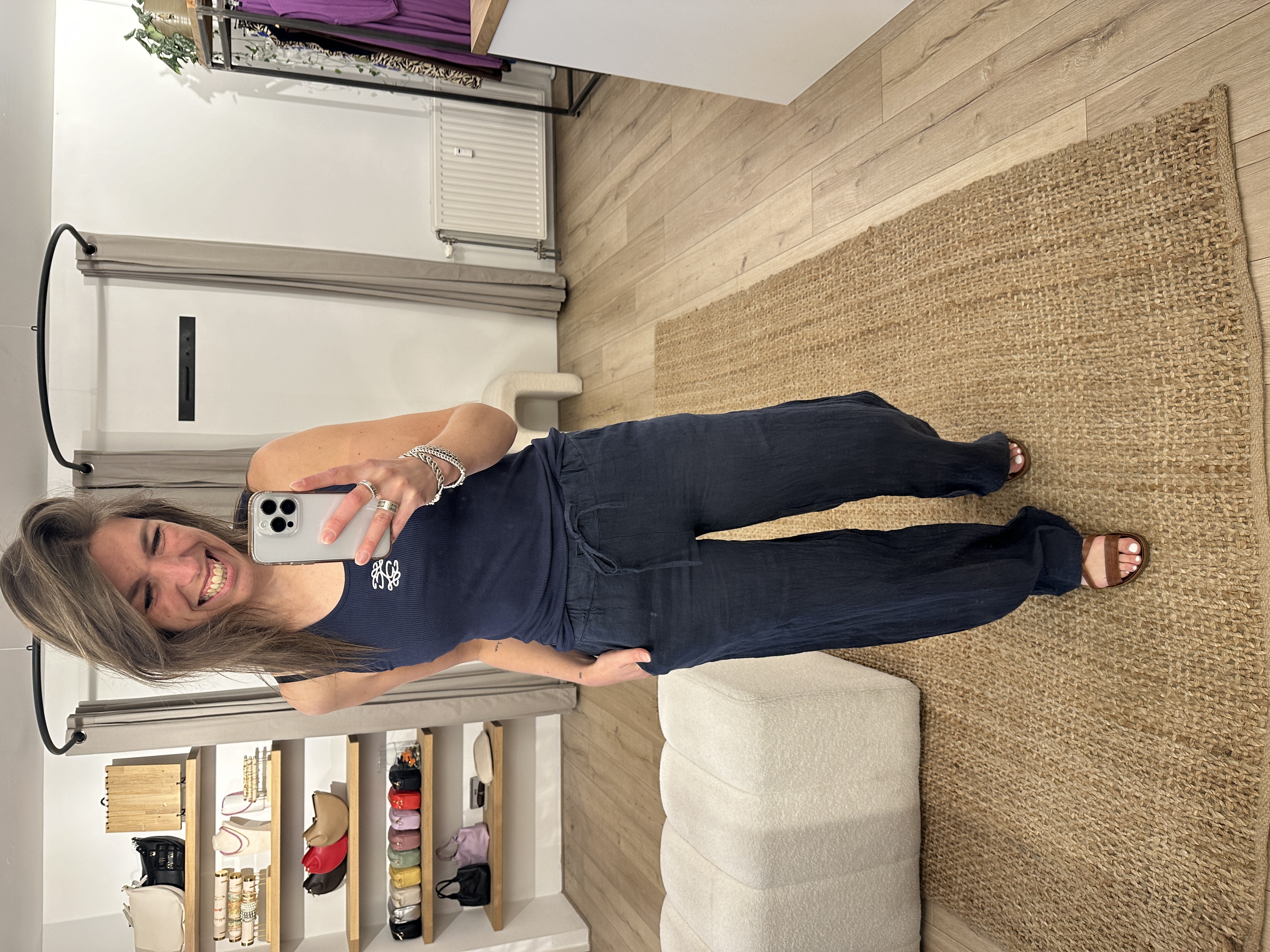Linen pants - dark blue