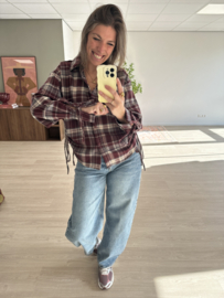 Check bow blouse - bordeaux