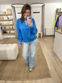 Ruffle puff blouse Azzurro - blue