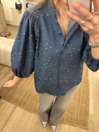Denim puff blouse Azzurro - blue