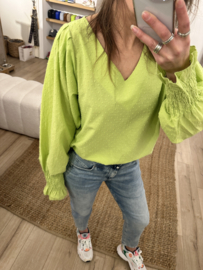 Dot puff smog blouse Azzurro - lime