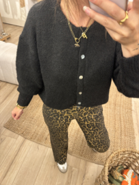 Knitted button cardigan Azzurro - black