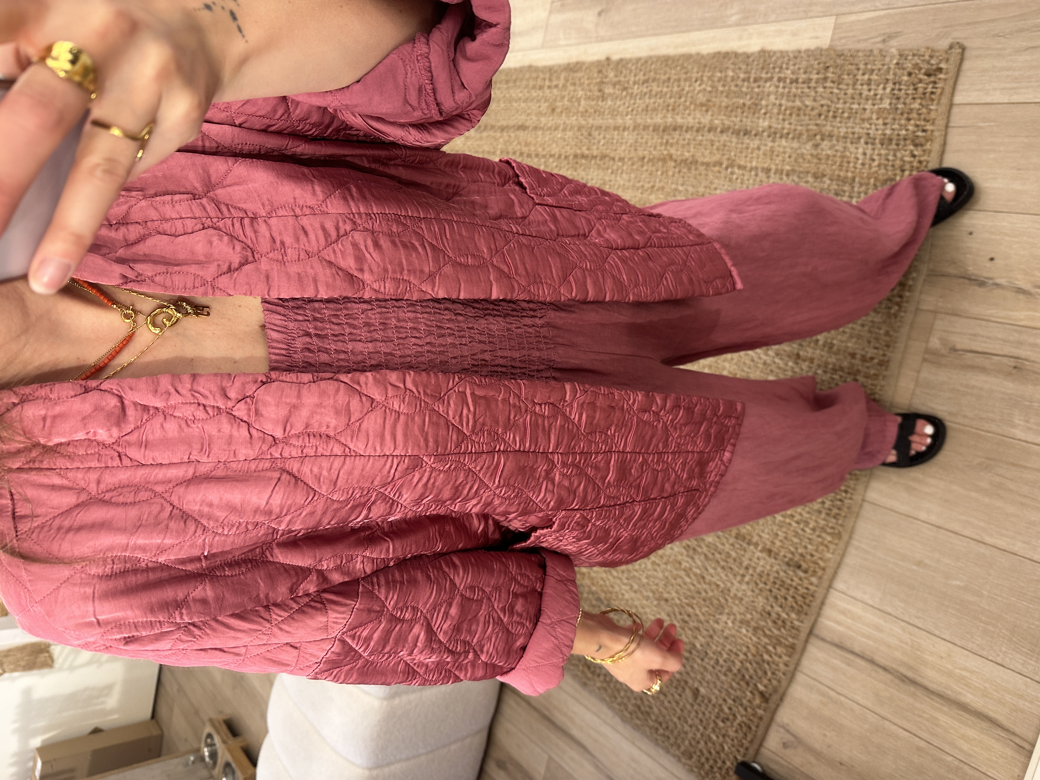 Satin kimono cardigan - framboos