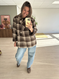 Check oversized blazer Azzurro - dark brown