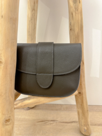 Leather flap bag - antraciet