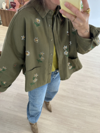 Flower oversized jacket Azzurro - army green