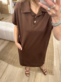 Polo pocket dress - dark brown