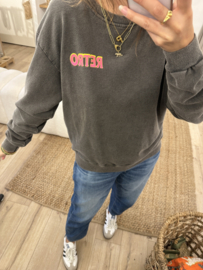 Retro sweater pull - washed dark grey