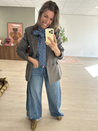 Check double breasted blazer - brown